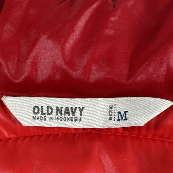 Old Navy Women M Red Lightweight Puffer Jacket Quilted Nylon Zip Front Athleisur - Picture 5 of 13
